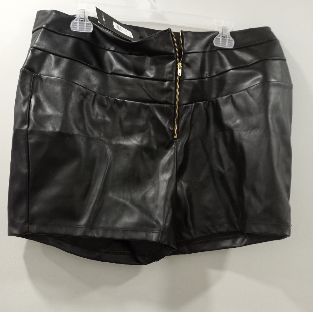 Fashion Nova High Waist Black Shorts with Glossy Finish